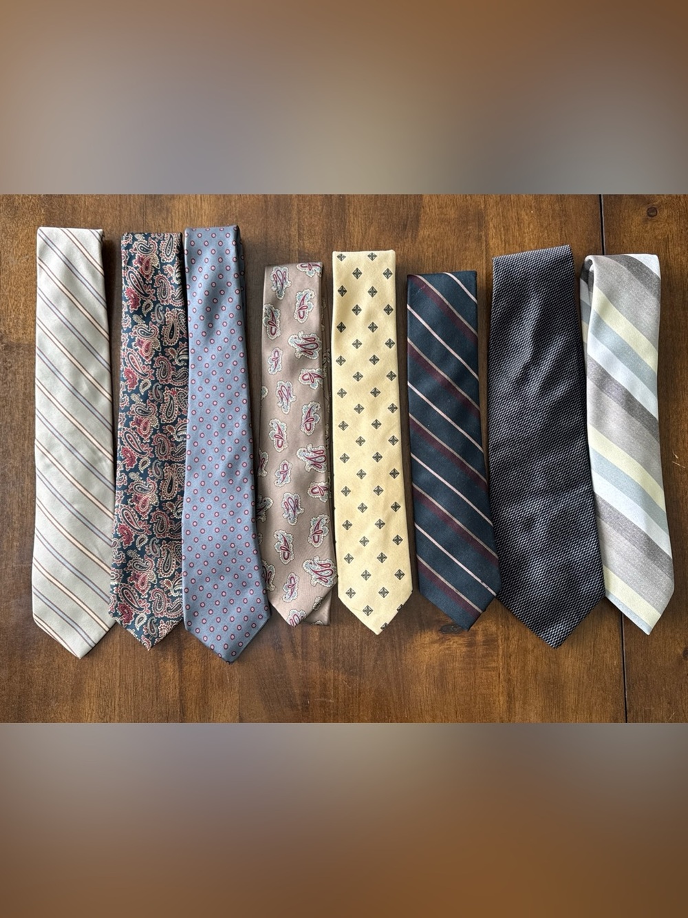 Vintage Lot Of 8 Mens Ties Silver Blue Yellow Mixed Ketch Been Oakton Silk Poly